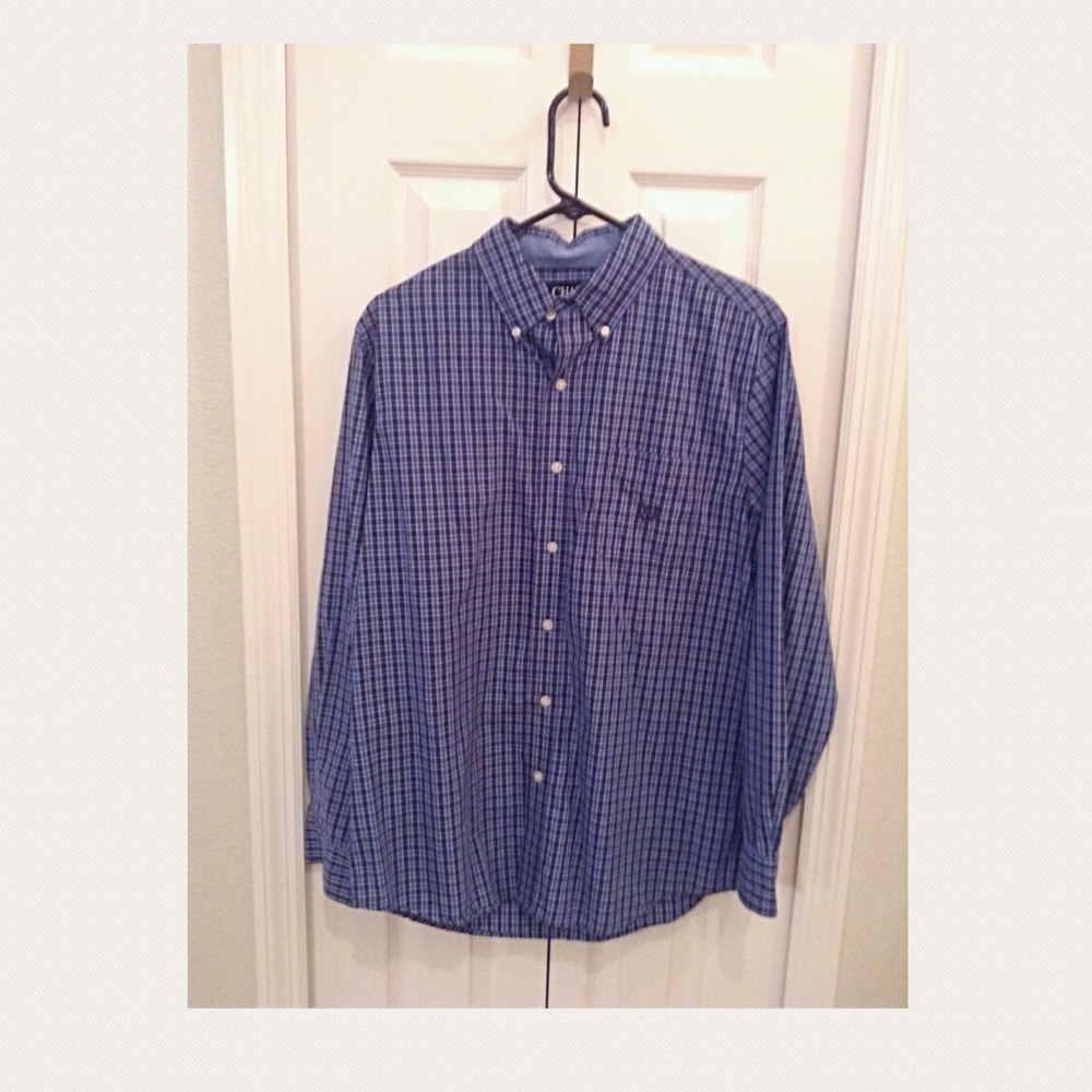 Chaps Plaid Long Sleeve Button Down Size M - Picture 3 of 5